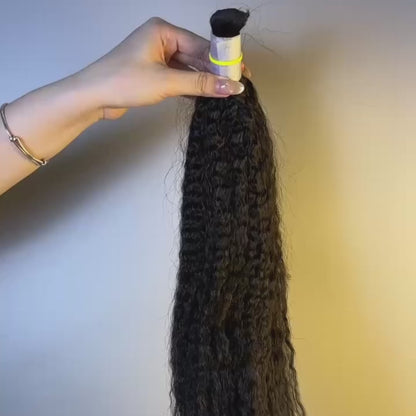 Raw Kinky Straight Bulk Hair – Double Drawn, Full &amp; Thick, No Shedding, High Quality