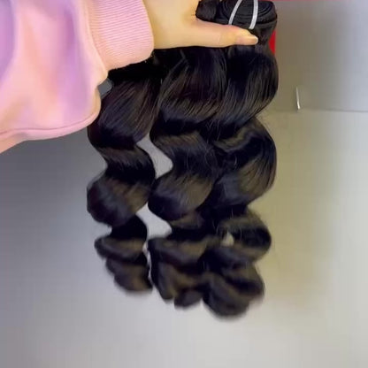 Raw Loose Wave Human Hair Bundles – Super Double Drawn | Natural Black & Blonde | Wholesale for Black Women Hairdressers