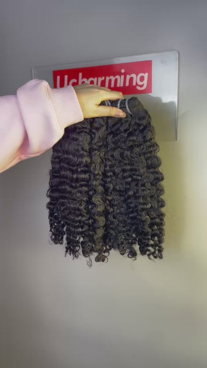 Ucharming Hair Top Raw A+ Pro Hair Bundle Cheveux raides Body Water Loose Deep Wave Bouclés Crépus Vente en gros 