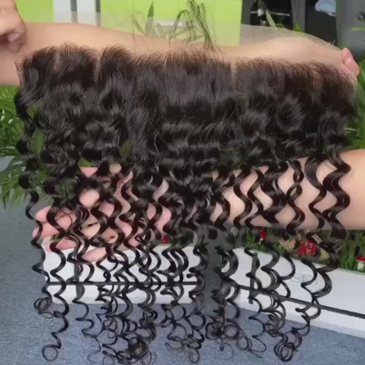 Wholesale Raw Water Wave Frontal & Closure – Transparent HD Lace, Small Knots, 100% Human Hair