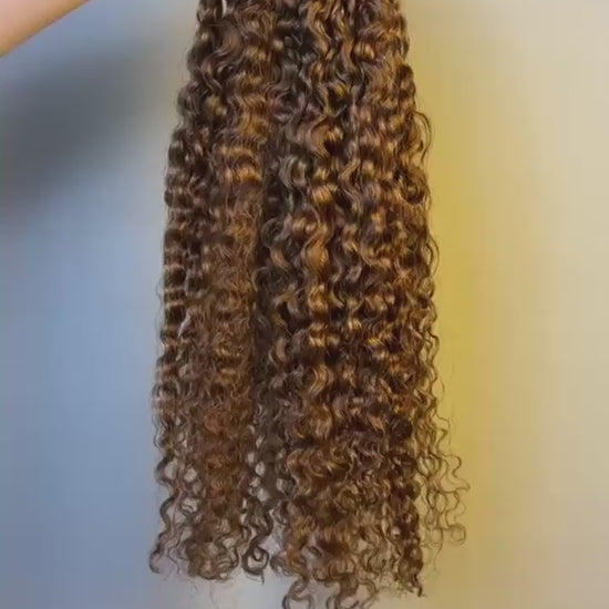 #30 Medium Auburn Burmese Curly crochet raw hair — product video