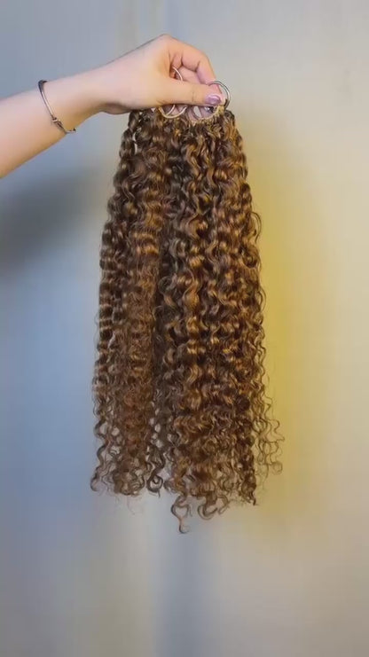 #30 Medium Auburn Burmese Curly crochet raw hair — product video
