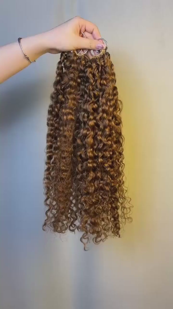 #30 Medium Auburn Burmese Curly crochet raw hair — product video