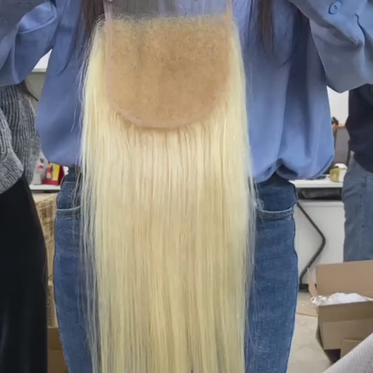 Wholesale 613 Straight HD Transparent Lace Frontal & Closure – Small Knots, 100% Raw Human Hair