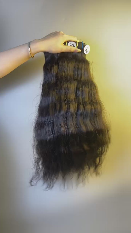 Raw  Indian  Wave Human Hair Bundles – Super Double Drawn | Natural Black & Blonde | Wholesale for Black Women Hairdressers