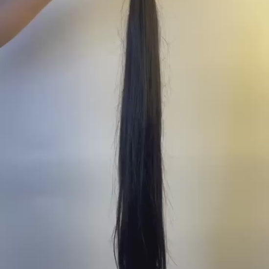 Video of #1B Straight crochet raw hair extension