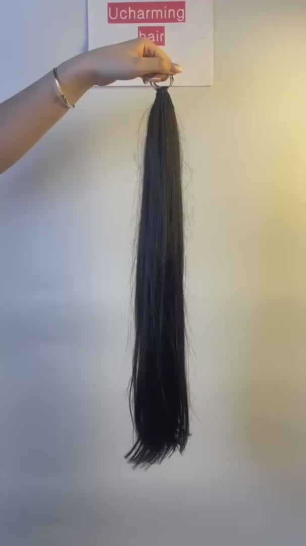 Video of #1B Straight crochet raw hair extension