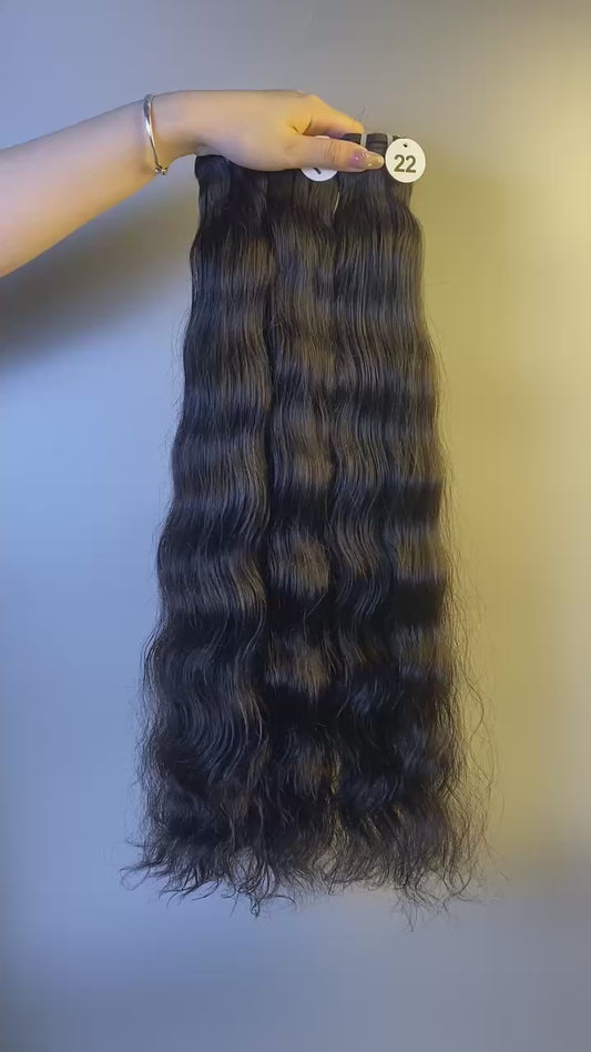 Raw  Indian  Wave Human Hair Bundles – Super Double Drawn | Natural Black & Blonde | Wholesale for Black Women Hairdressers