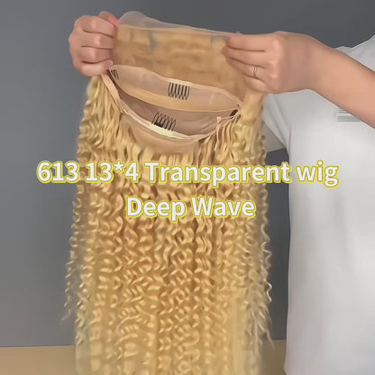 Wholesale 613 HD wig Deep Wave Frontal  13*4 13*6  and 2*6 4*4 5*5 6*6 7*7 Closure  Wig  100% Human Raw Hair