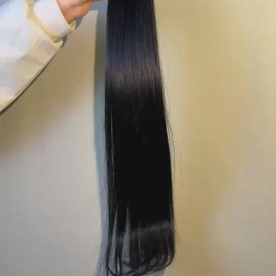 Color #1 straight human hair bundle video in A+ Pro quality