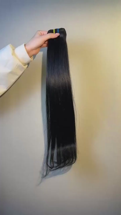 Color #1 straight human hair bundle video in A+ Pro quality