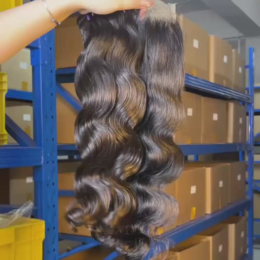 Wholesale Raw Body Wave Frontal & Closure – Transparent HD Lace, Small Knots, Full Soft Hair