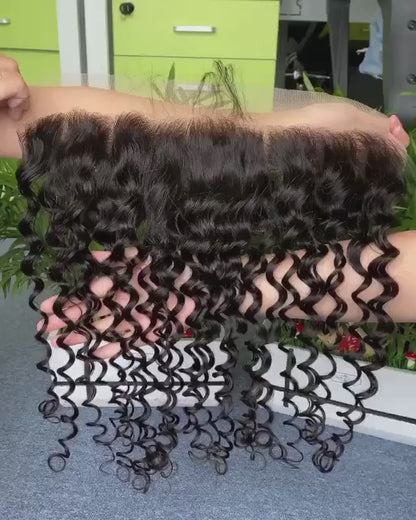 Wholesale Raw Water Wave Frontal & Closure – Transparent HD Lace, Small Knots, 100% Human Hair