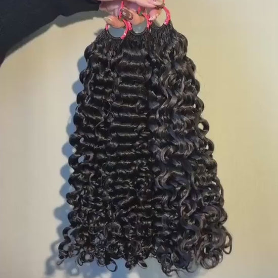 Video of #1B Water Wave crochet raw hair extension