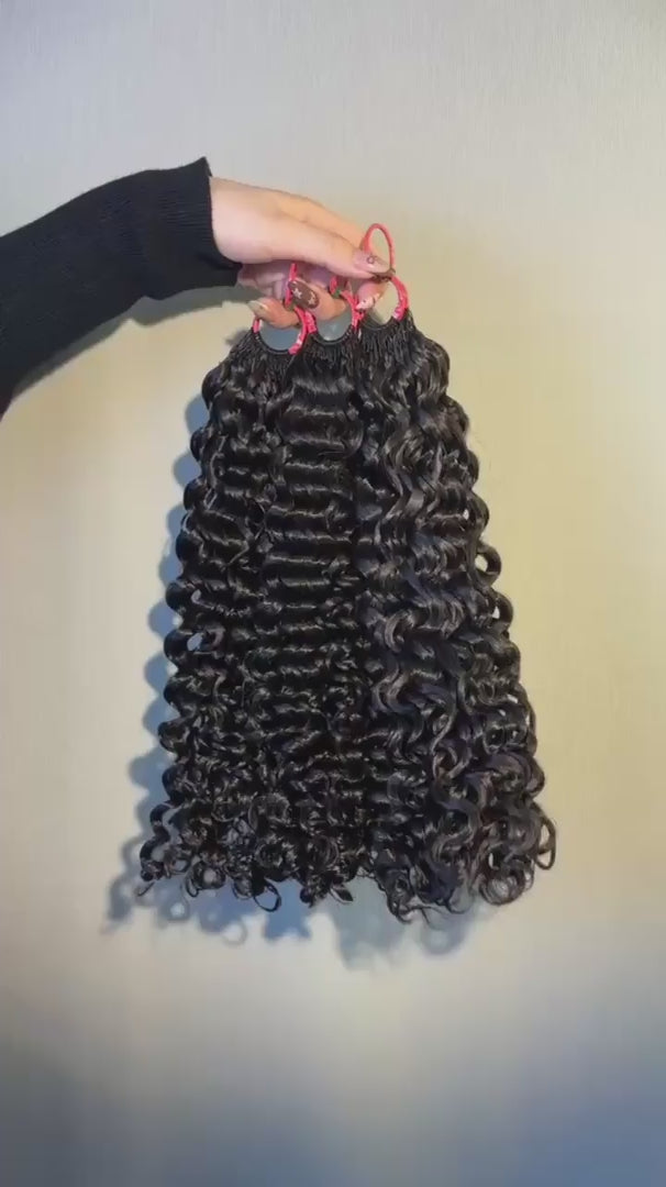 Video of #1B Water Wave crochet raw hair extension