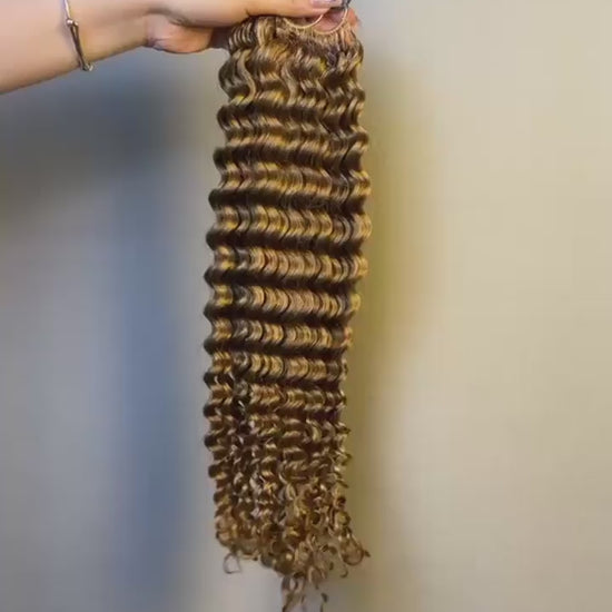 #27 Honey Blonde Deep Wave crochet raw hair — product video