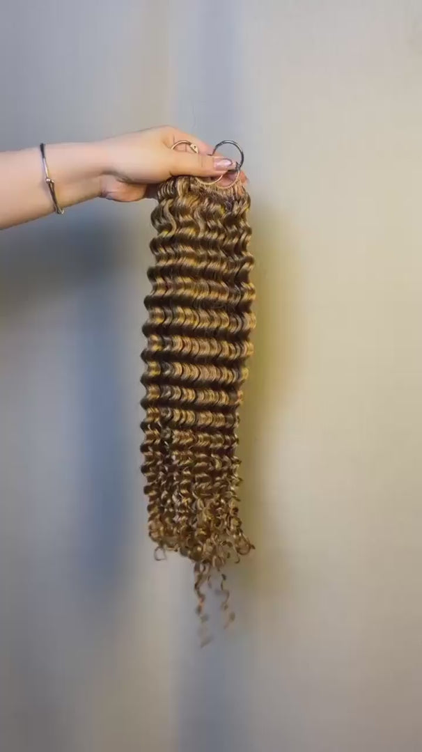 #27 Honey Blonde Deep Wave crochet raw hair — product video