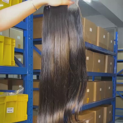Raw Straight Frontal & Closure – Transparent HD Lace with Small Knots | 100% Human Hair