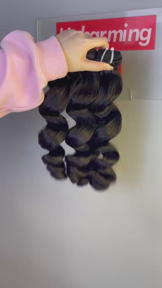 Raw Loose Wave Human Hair Bundles – Super Double Drawn | Natural Black & Blonde | Wholesale for Black Women Hairdressers