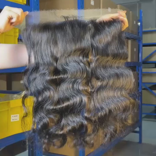 Wholesale Raw Body Wave Frontal & Closure – Transparent HD Lace, Small Knots, Full Soft Hair