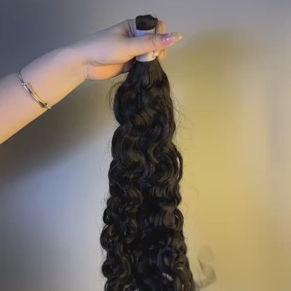 Raw Water Wave Bulk Hair – Double Drawn, Full &amp; Thick, No Shedding, High Quality