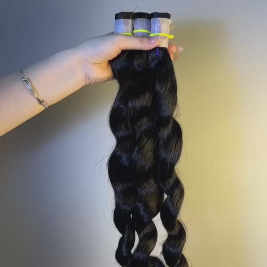 Raw Loose Wave Bulk Hair – Double Drawn, Full &amp; Thick, No Shedding, High Quality