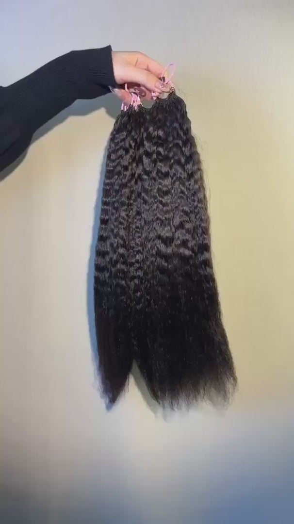 Video of #1B Kinky Straight crochet raw hair extension