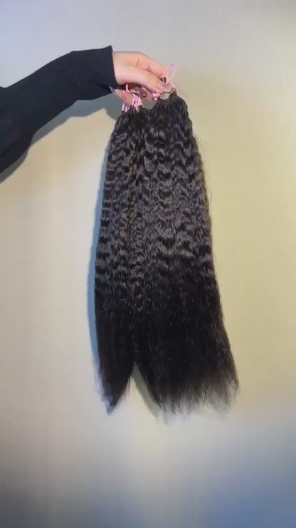 Video of #1B Kinky Straight crochet raw hair extension