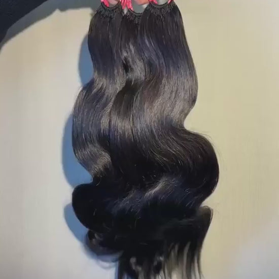 Video of #1B Body Wave crochet raw hair extension