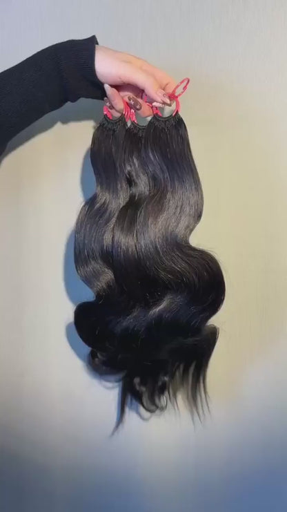 Video of #1B Body Wave crochet raw hair extension