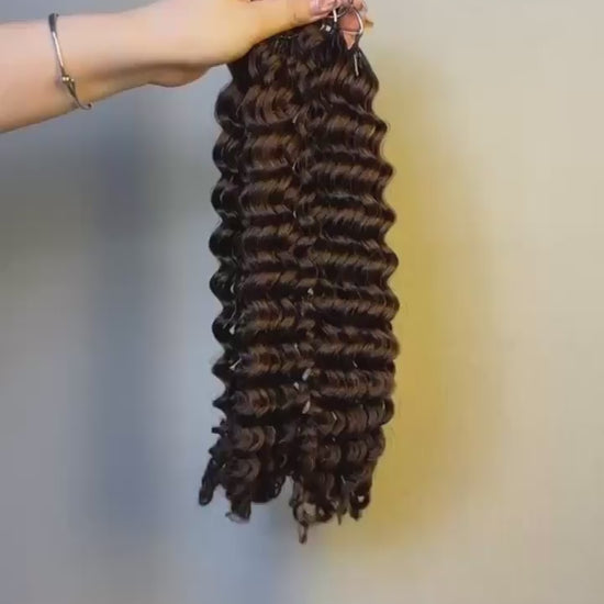 #4 Dark Brown Deep Wave crochet raw hair — product video