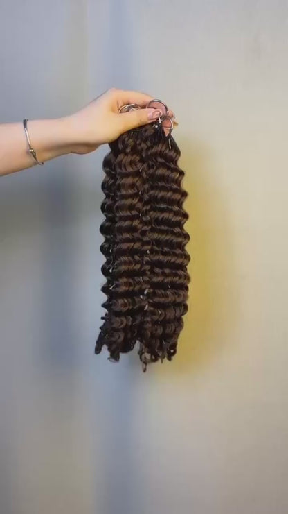 #4 Dark Brown Deep Wave crochet raw hair — product video
