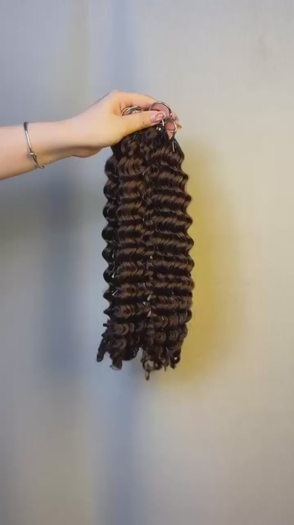 #4 Dark Brown Deep Wave crochet raw hair — product video