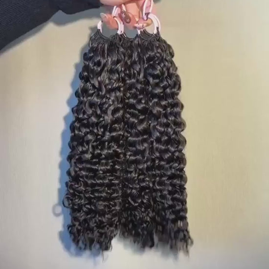 Video of #1B Jerry Curly crochet raw hair extension