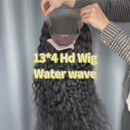Water Wave HD Lace Frontal (13x4, 13x6, 360) & Closure (4x4–7x7) Wig – Transparent, Small Knots, 100% Raw Human Hair