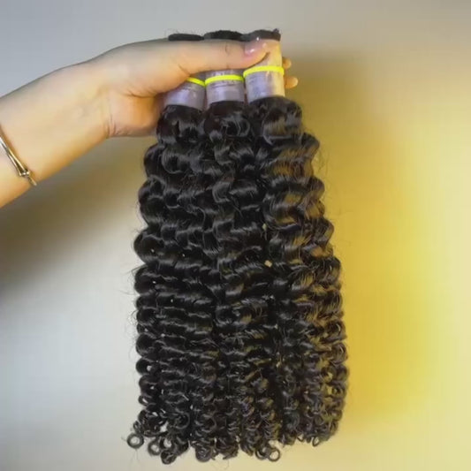 Raw Kinky Curly Bulk Hair – Double Drawn, Full &amp; Thick, No Shedding, High Quality