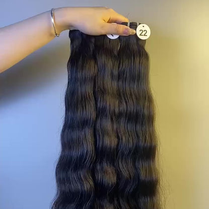 Raw  Indian  Wave Human Hair Bundles – Super Double Drawn | Natural Black & Blonde | Wholesale for Black Women Hairdressers