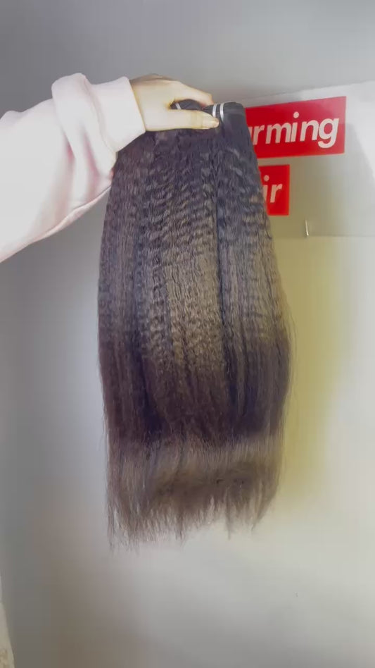 Afro Kinky Straight Raw Human Hair Bundles – Super Double Drawn, Full & Thick, No Shedding, High Quality