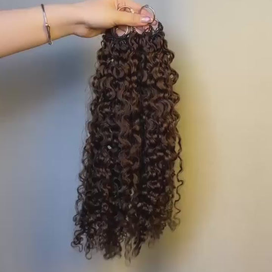 #4 Dark Brown Burmese Curly crochet raw hair — product video