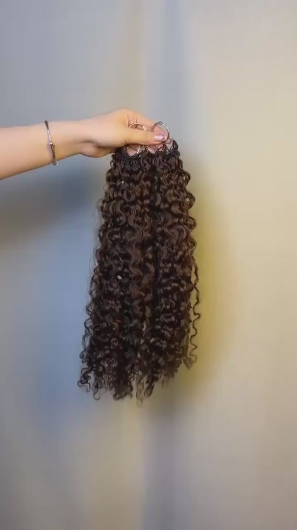 #4 Dark Brown Burmese Curly crochet raw hair — product video