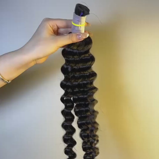 Raw Deep Wave Bulk Hair – Double Drawn, Full &amp; Thick, No Shedding, High Quality