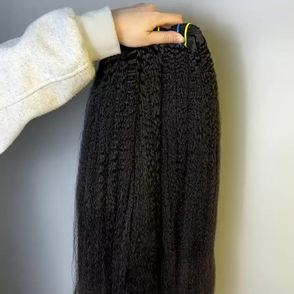 Afro Kinky Straight Raw Human Hair Bundles – Super Double Drawn, Full & Thick, No Shedding, High Quality