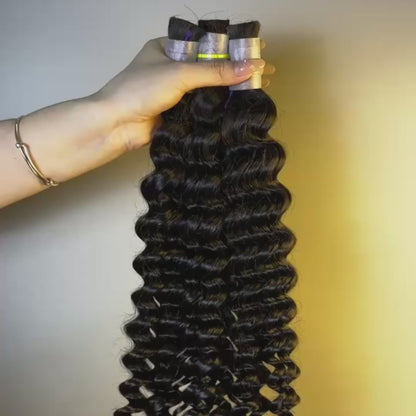 Raw Deep Wave Bulk Hair – Double Drawn, Full &amp; Thick, No Shedding, High Quality