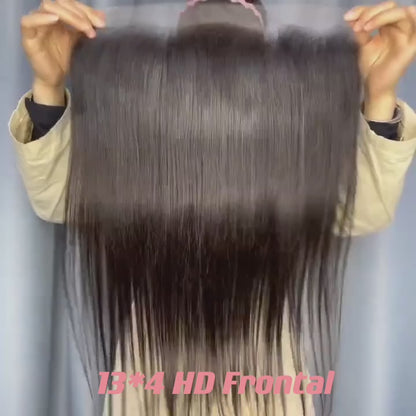 Raw Straight Frontal & Closure – Transparent HD Lace with Small Knots | 100% Human Hair