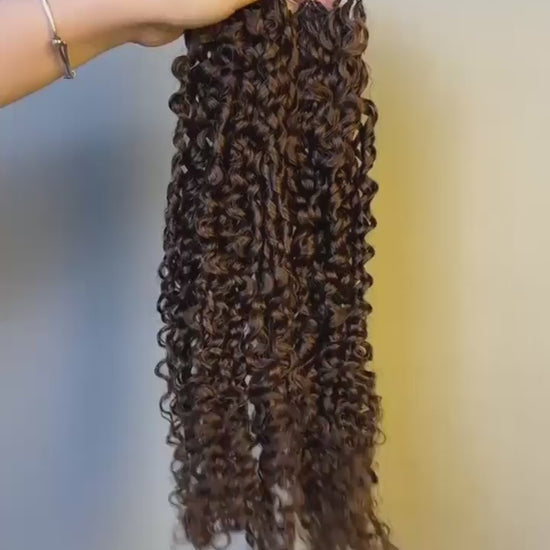 #4 Dark Brown Pixie Curly crochet raw hair — product video