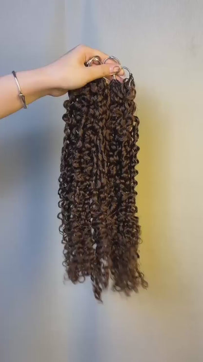 #4 Dark Brown Pixie Curly crochet raw hair — product video