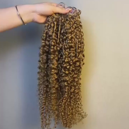 #27 Honey Blonde Pixie Curly crochet raw hair — product video