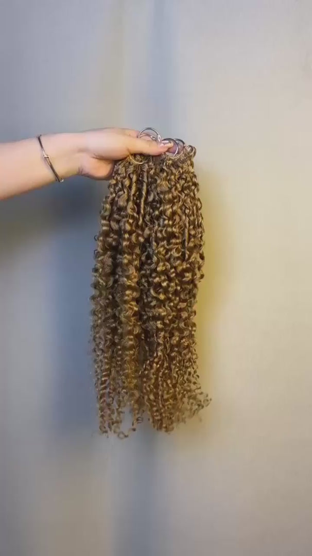 #27 Honey Blonde Pixie Curly crochet raw hair — product video