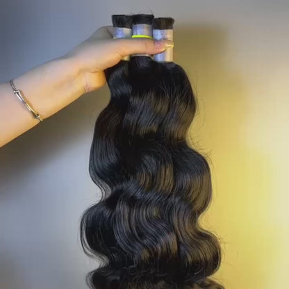 Raw Body Wave Bulk Hair – Double Drawn, Full &amp; Thick, No Shedding, High Quality