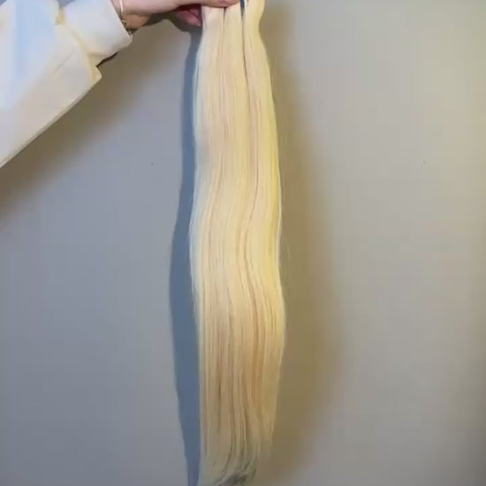 Color #613 straight human hair bundle video in A+ Pro quality
